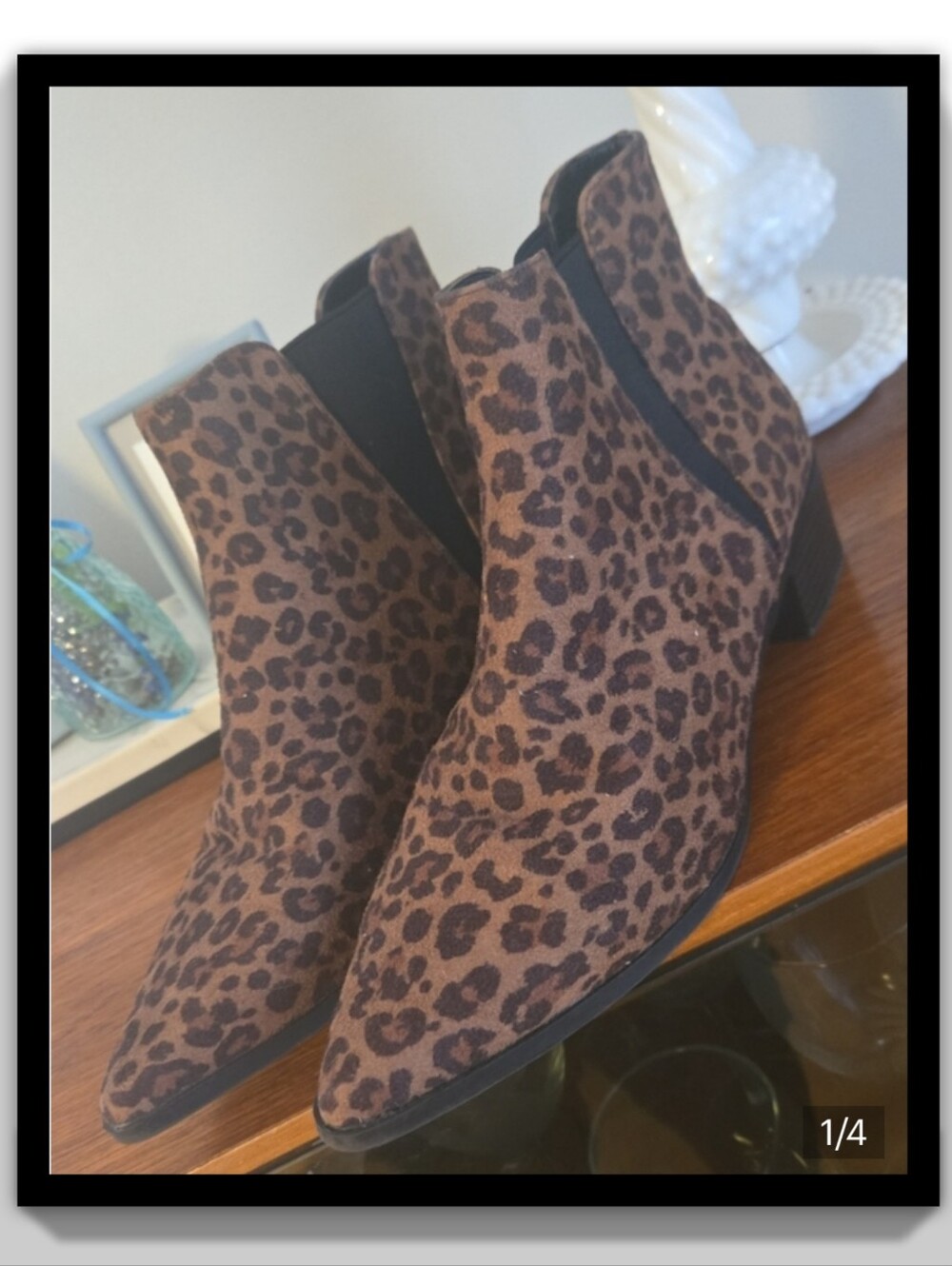 a.n.a Brown Leopard Print Ankle Booties Size 10